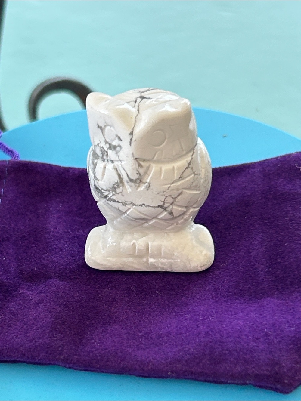 Howlite Stone Of Awareness Owl Brings Calmness & Patience 1.5”x 1” & Dusty NWT